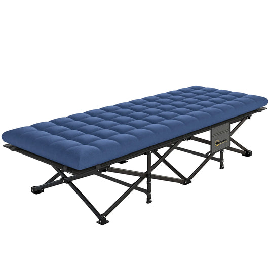 32" Extra Wide Folding Camping Cot, Soft Pad, Non-Slip Feet, Carry Bag, Blue Camping Cots Black, Blue at Gallery Canada