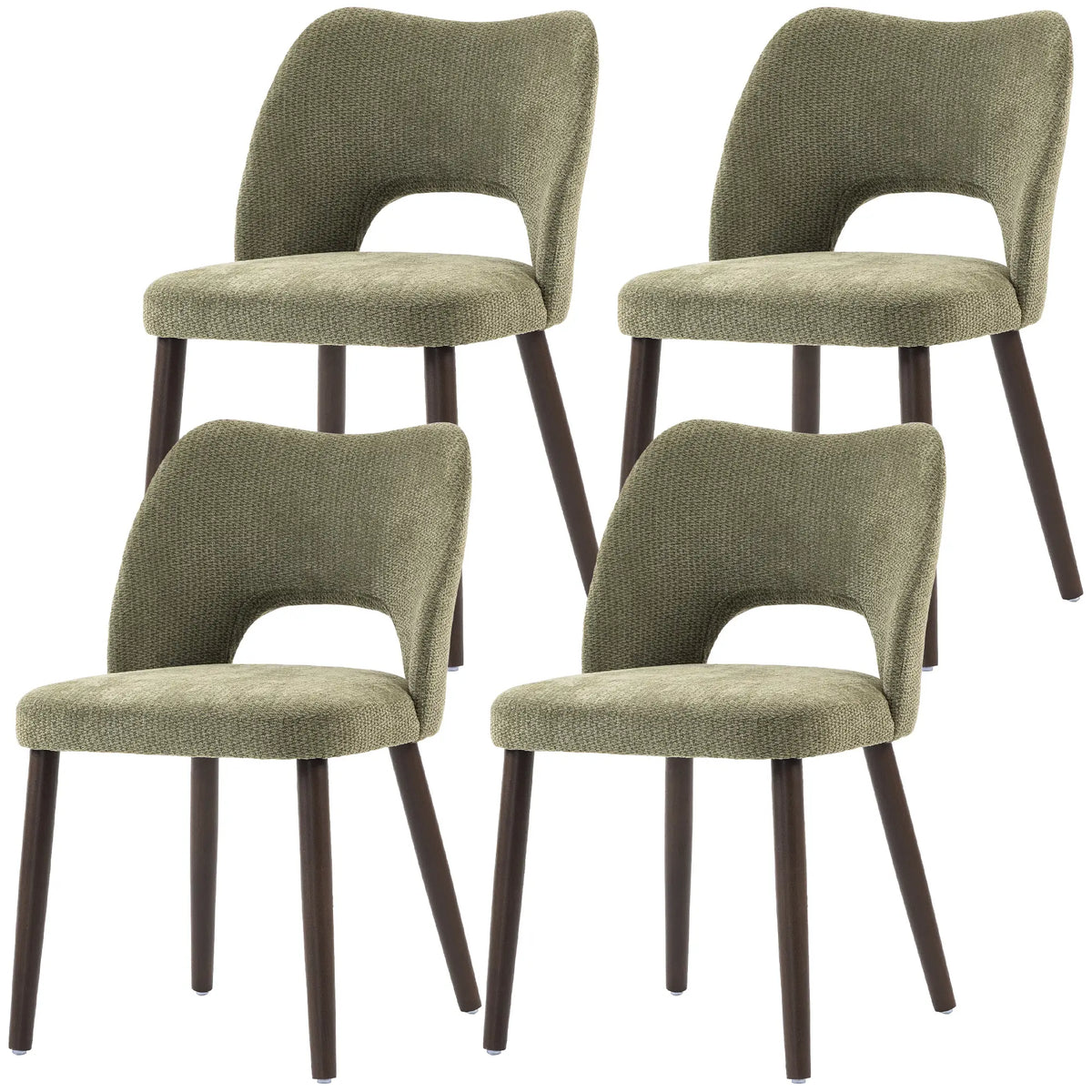 Chenille Upholstered Dining Chairs Set, Green