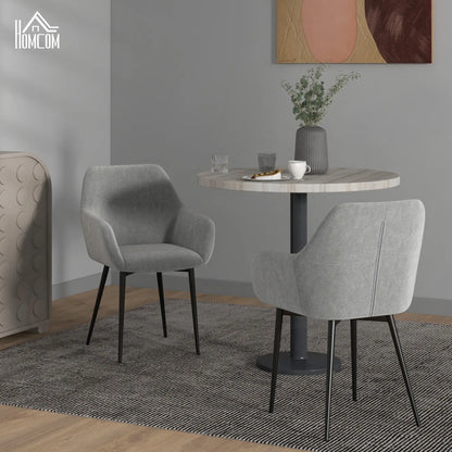 Velvet Fabric Dining Chairs Set of 2, With Backrest and Armrests, Dark Grey Dining Chairs at Gallery Canada