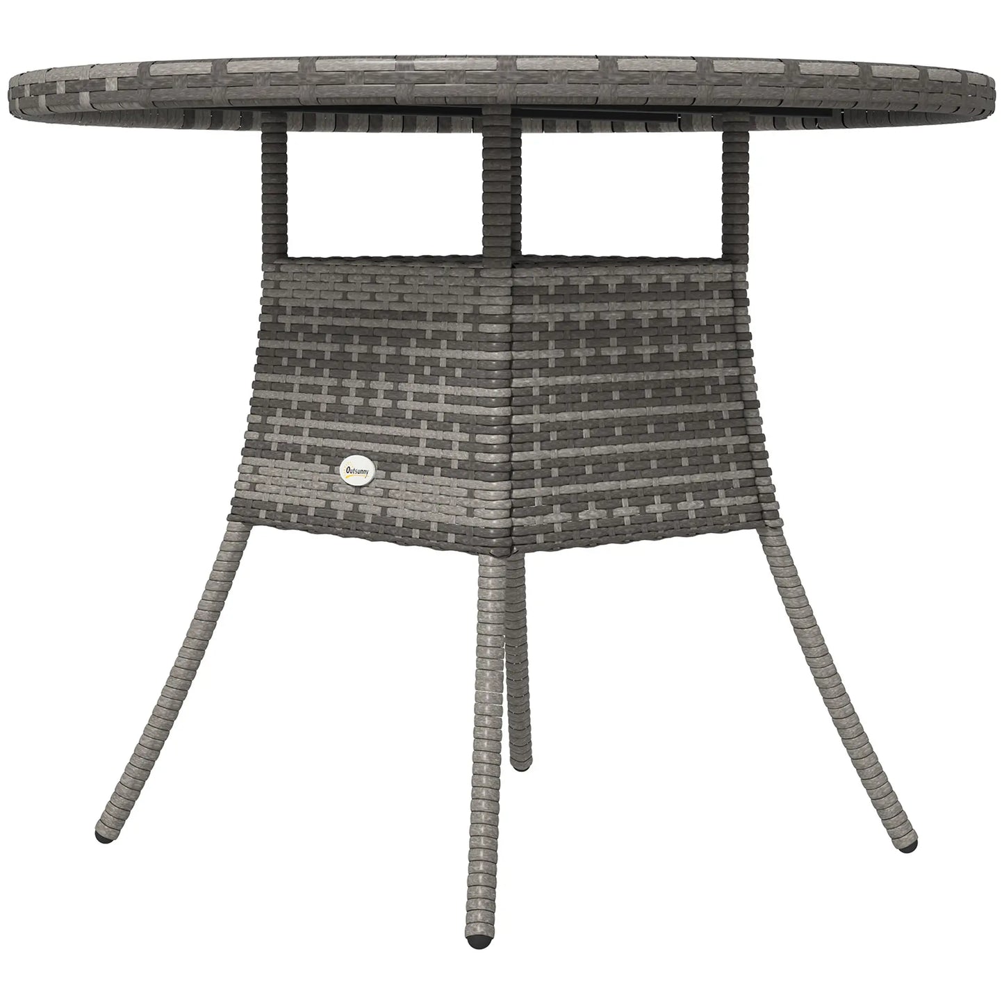 35.4" Outdoor Wicker Dining Table, PE Rattan Patio Furniture, Grey Patio Dining Tables Grey at Gallery Canada