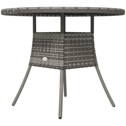 35.4" Outdoor Wicker Dining Table, PE Rattan Patio Furniture, Grey Patio Dining Tables Grey at Gallery Canada