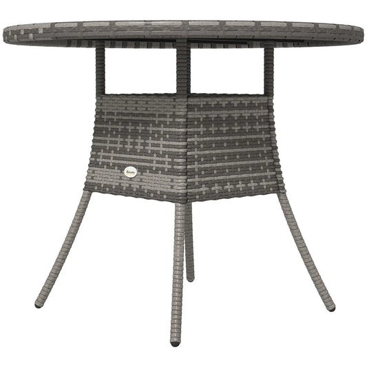 35.4" Outdoor Wicker Dining Table, PE Rattan Patio Furniture, Grey Patio Dining Tables Grey at Gallery Canada