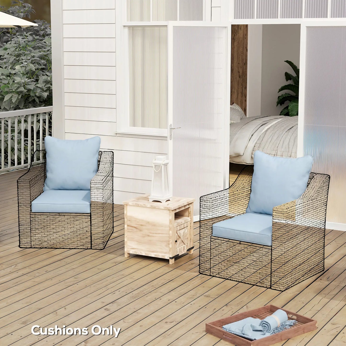 Patio Chair Cushions Set, Replacement Set of 2, Light Blue Patio Chair Cushions at Gallery Canada