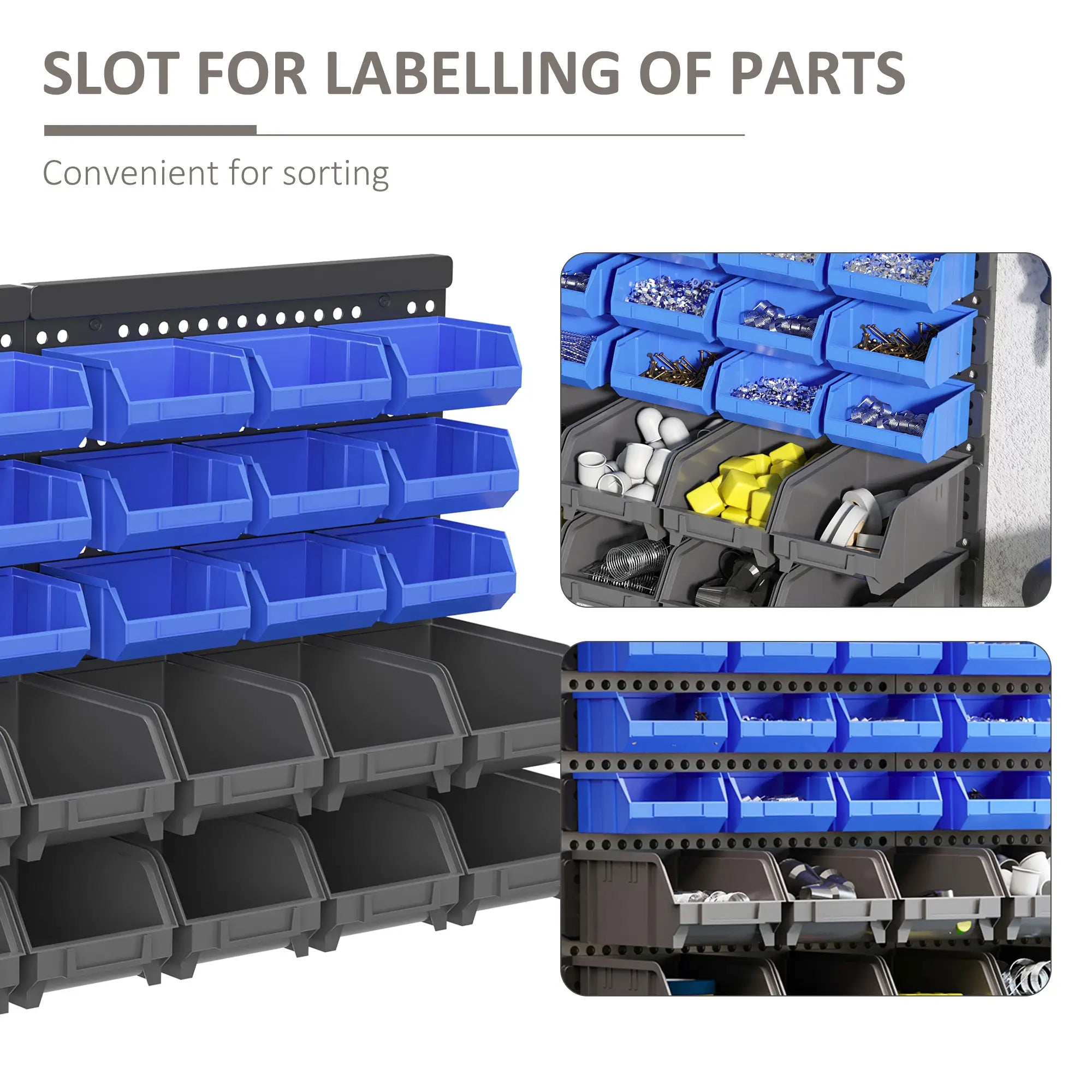 Wall Mounted Storage Bin Rack, 30 Bins, Pegboard, Garage Workshop, Blue Tool Organizers at Gallery Canada