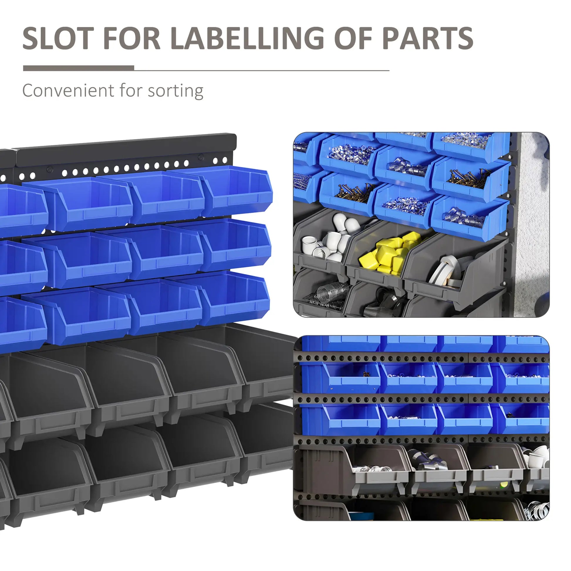 Wall Mounted Storage Bin Rack, 30 Bins, Pegboard, Garage Workshop, Blue Tool Organizers at Gallery Canada