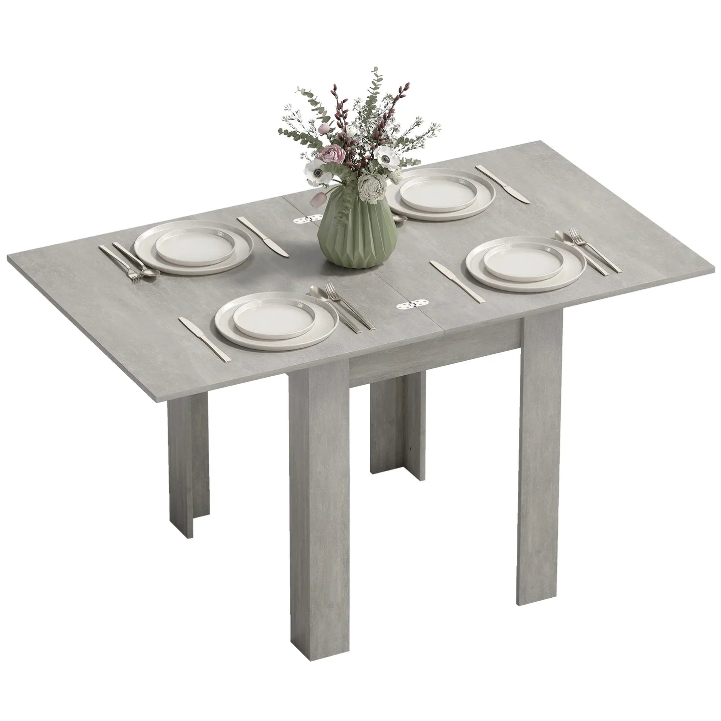 55 Inch Extendable Dining Table for 4-6 Person, Kitchen Table, Grey Dining Tables Grey Wood Effect at Gallery Canada