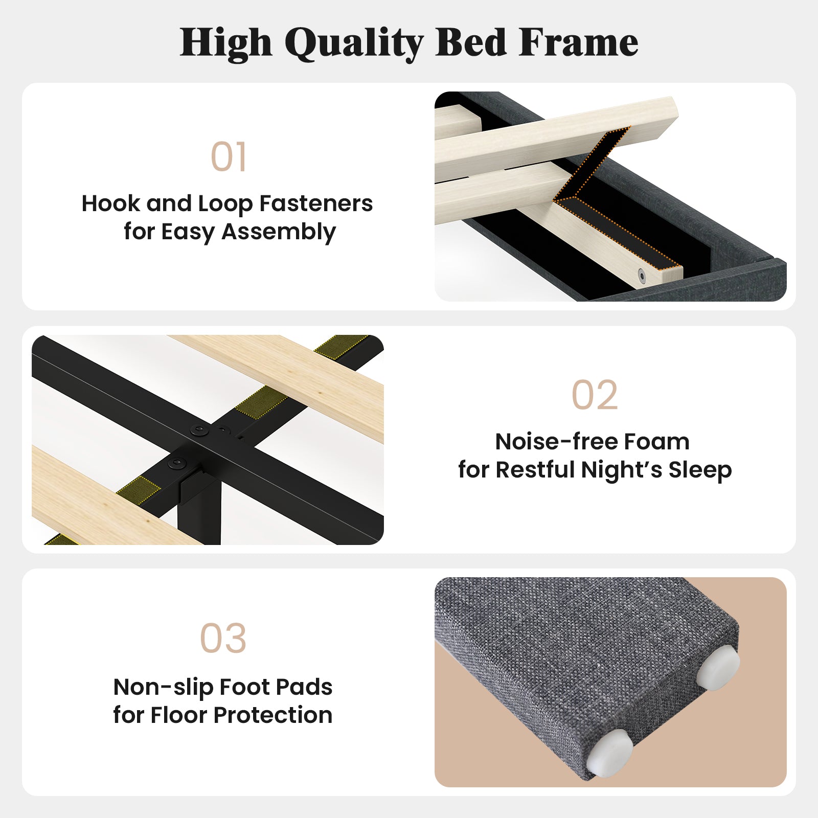 Velvet Upholstered Platform Bed with Height Adjustable Vertical Channel Headboard-Queen Size Beds & Bed Frames at Gallery Canada