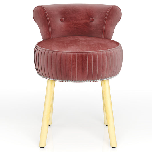 Velvet Vanity Chair, Tufted Low Back, Solid Wood Legs, Pink Makeup Vanities Pink at Gallery Canada