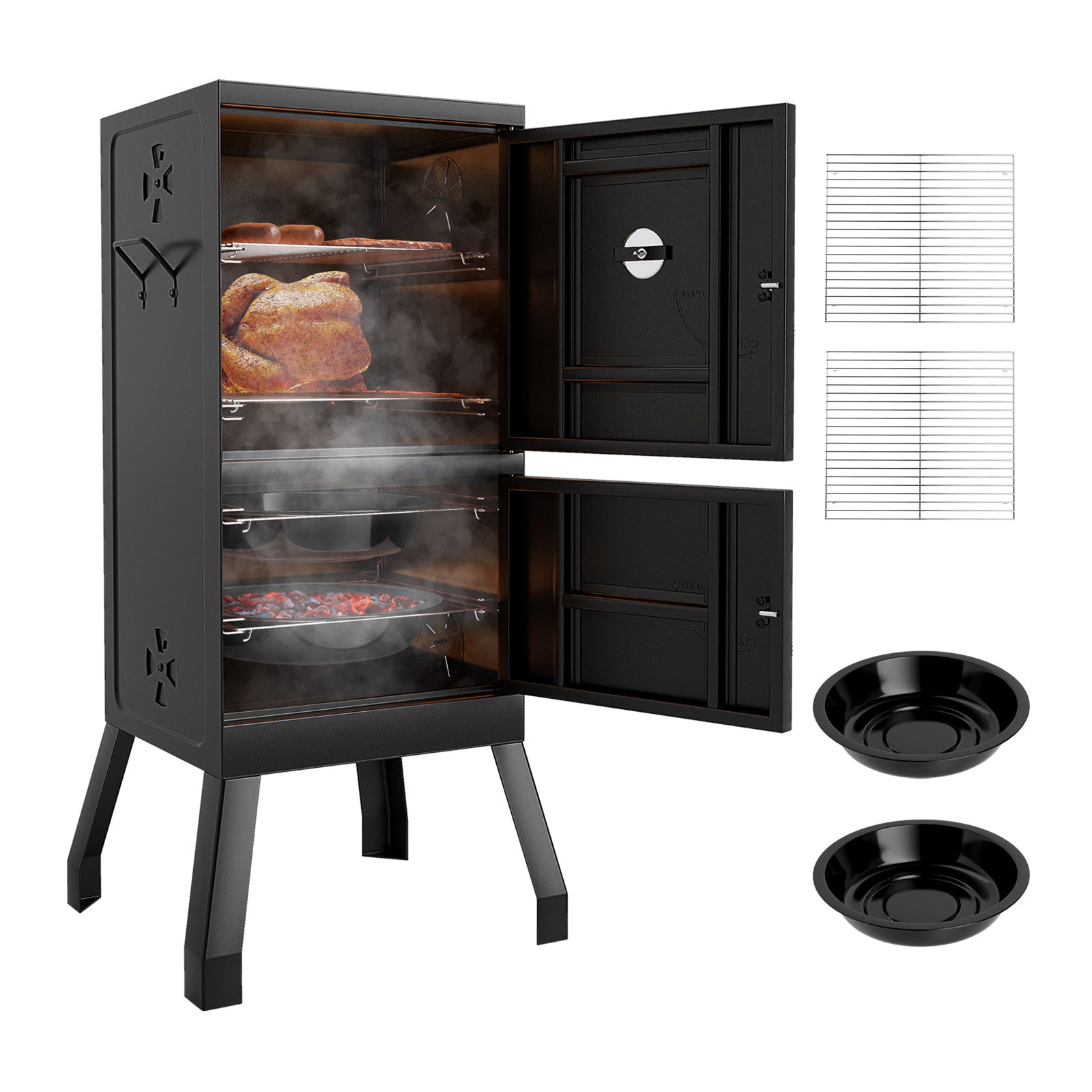 Vertical 2-Tier Outdoor Grill With Temperature Gauge, Black Outdoor Grills at Gallery Canada