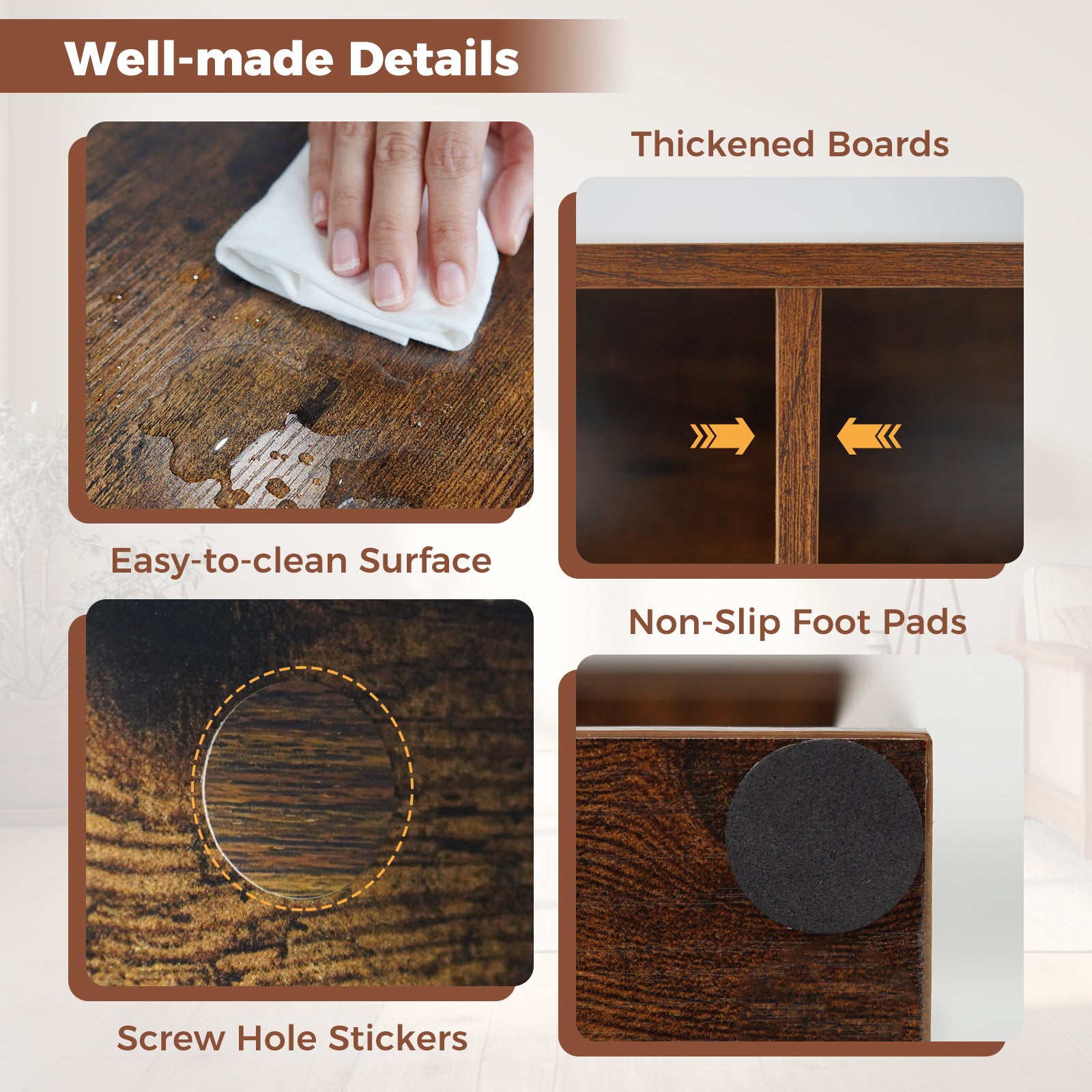 Vertical or Horizontal Freestanding Bookshelf with 7 Compartments, Rustic Brown Bookcases at Gallery Canada