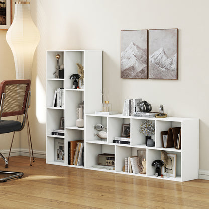 Vertical or Horizontal Freestanding Bookshelf with 7 Compartments, White Bookcases at Gallery Canada