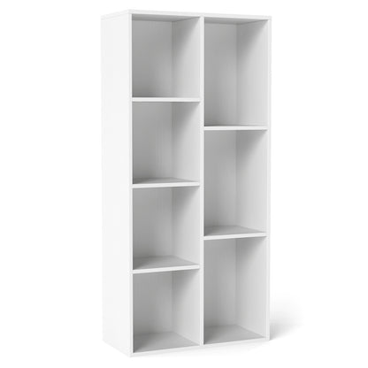 Vertical or Horizontal Freestanding Bookshelf with 7 Compartments, White Bookcases at Gallery Canada