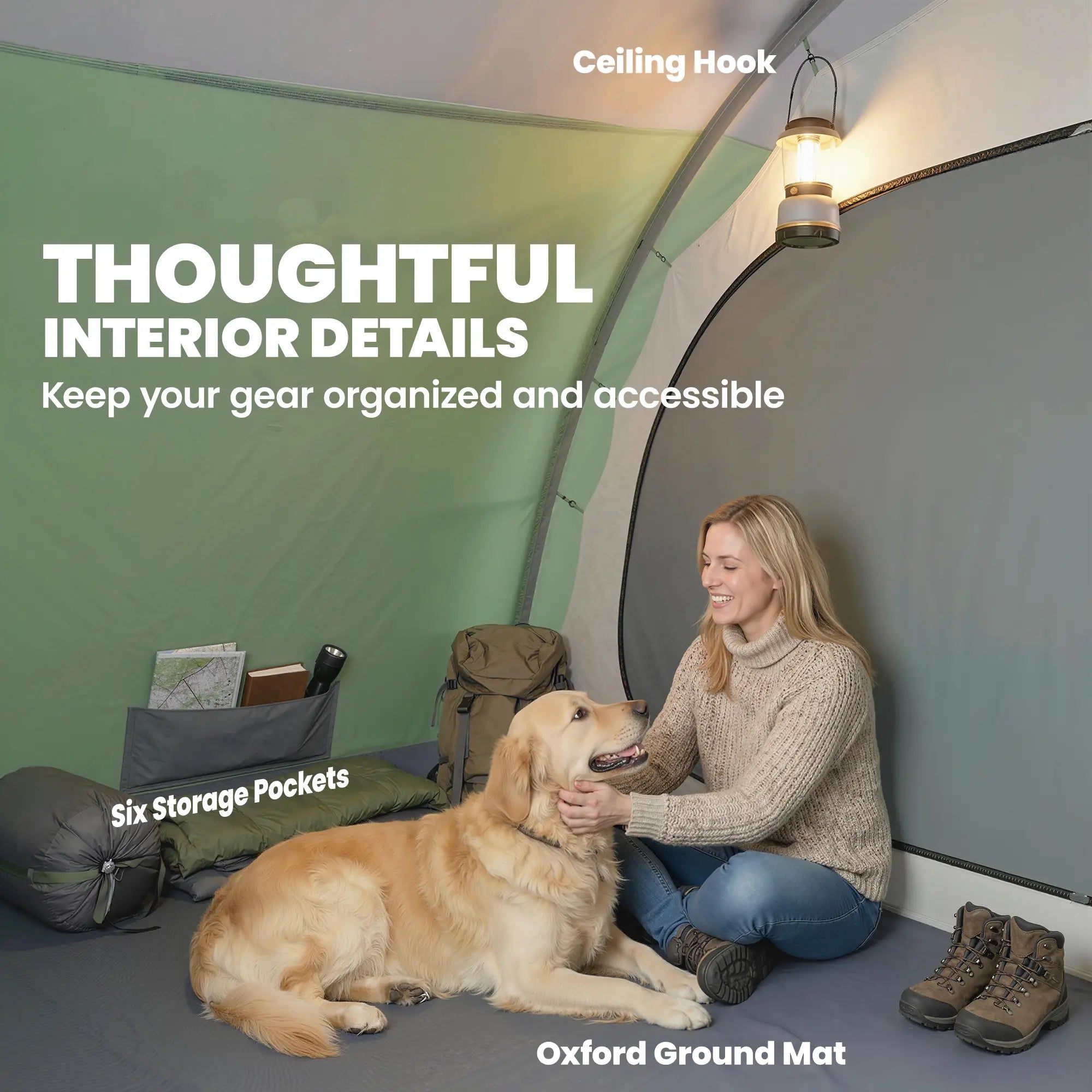 Large Family Tent, 2-4 Person, 4 Windows, Porch, Light Green Camping Tents at Gallery Canada