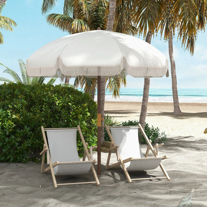 6.2' Travel Beach Umbrella, Vent, Ruffles, Carry Bag, Cream White Beach Umbrellas at Gallery Canada