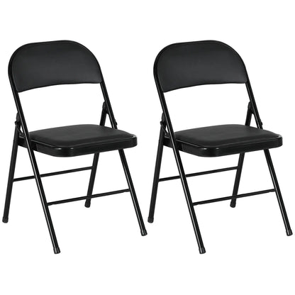 Set of 2 Metal Foldable Chairs, PU Leather Padded, Black Bar Stools at Gallery Canada