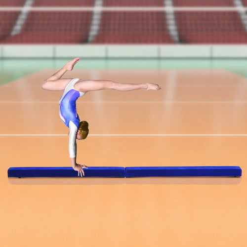7ft Folding Balance Beam, Gymnastics Beam with Wood Core, Blue