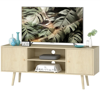 TV Stand For TVs Up To 55 Inches, Storage Shelves, Wood Legs TV Stands Natural at Gallery Canada