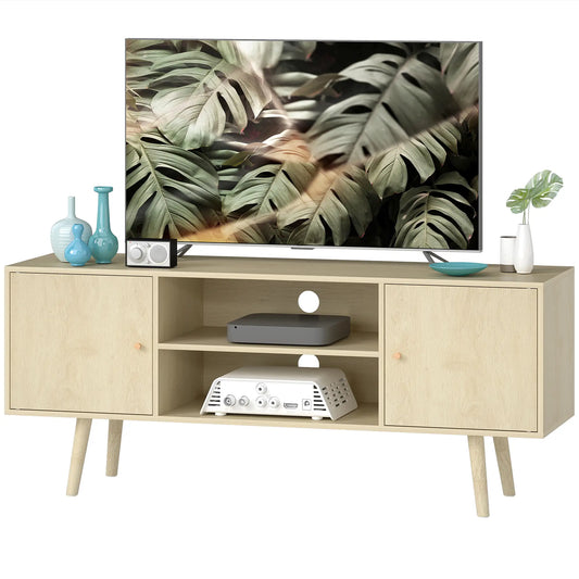 TV Stand For TVs Up To 55 Inches, Storage Shelves, Wood Legs TV Stands Natural at Gallery Canada