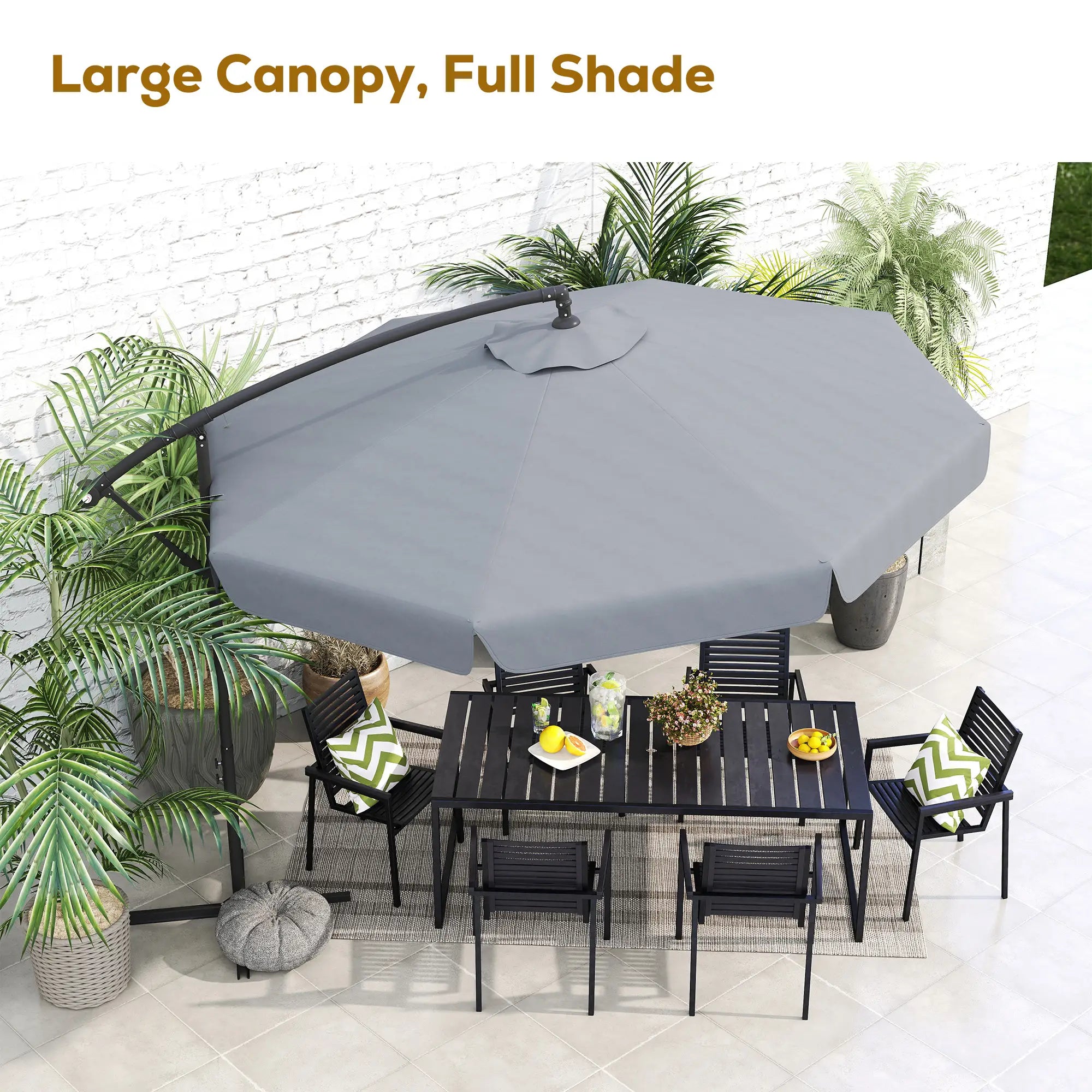 11FT Offset Hanging Patio Umbrella, Easy Tilt, Cross Base, 8 Ribs, Dark Grey Cantilever Umbrellas at Gallery Canada