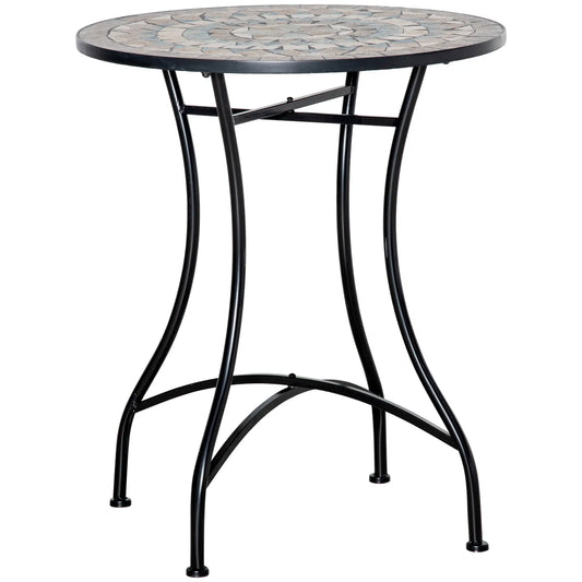 Round Mosaic Patio Table, Metal Frame, Outdoor Garden Furniture, Green Patio Side Tables Green, Black at Gallery Canada
