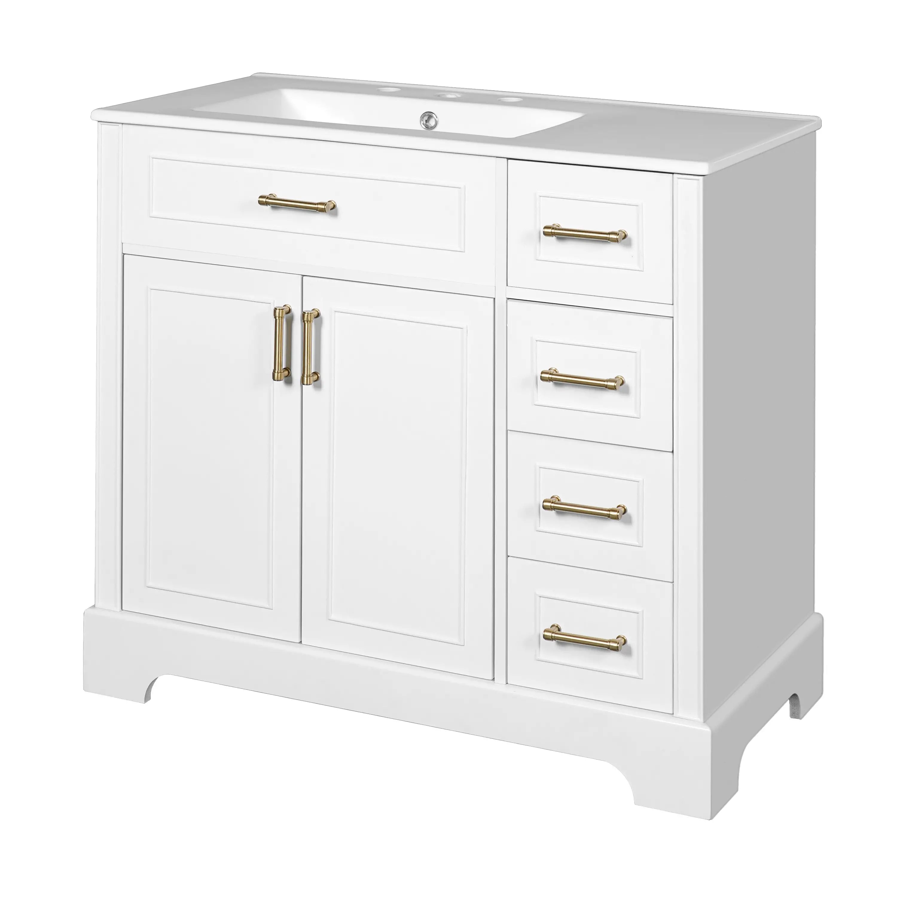 Bathroom Vanity, Ceramic Sink, Soft-Close Doors, 36