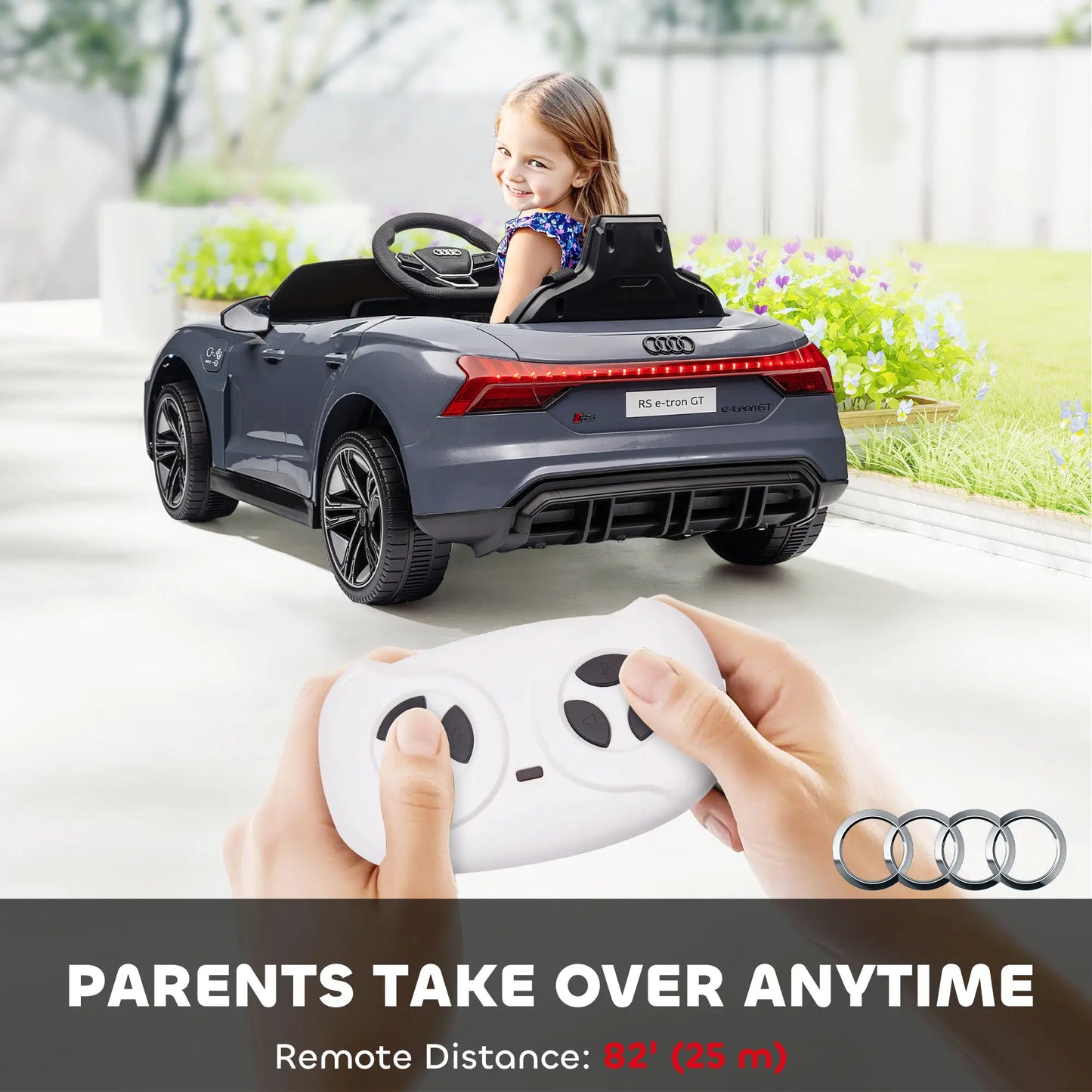 12V Ride-On Car With Remote Control, 3.1 MPH, Grey Electric Toy Cars at Gallery Canada