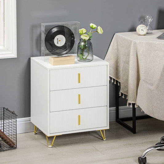 Drawer Chest, 3-Drawer Storage Cabinet Unit with Metal Legs for Living Room, 19.7"x15.7"x24.8", White - Gallery Canada