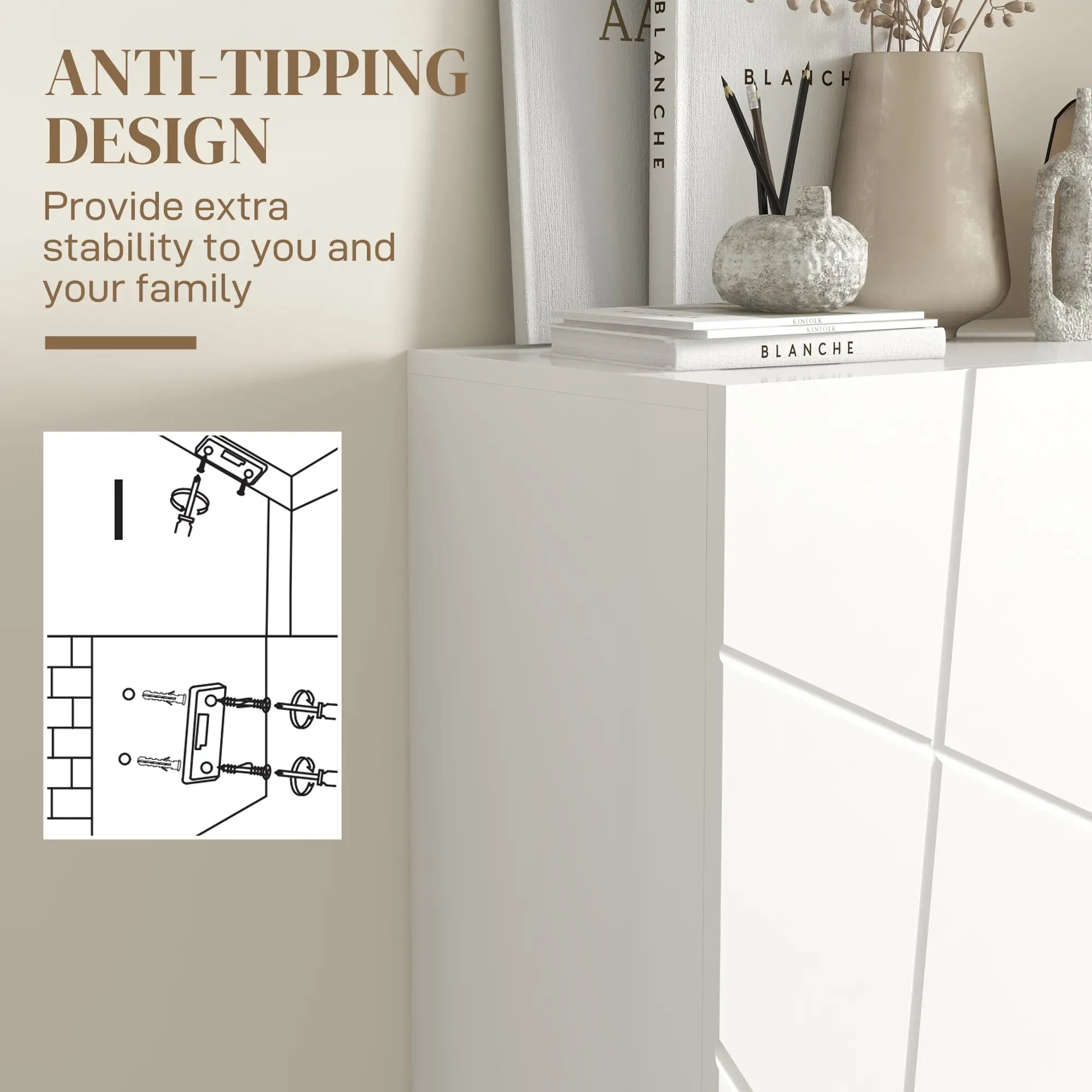 Narrow Shoe Storage Cabinet, Adjustable Shelves, 15-20 Pairs, High Gloss White Shoe Storage Cabinets & Racks at Gallery Canada