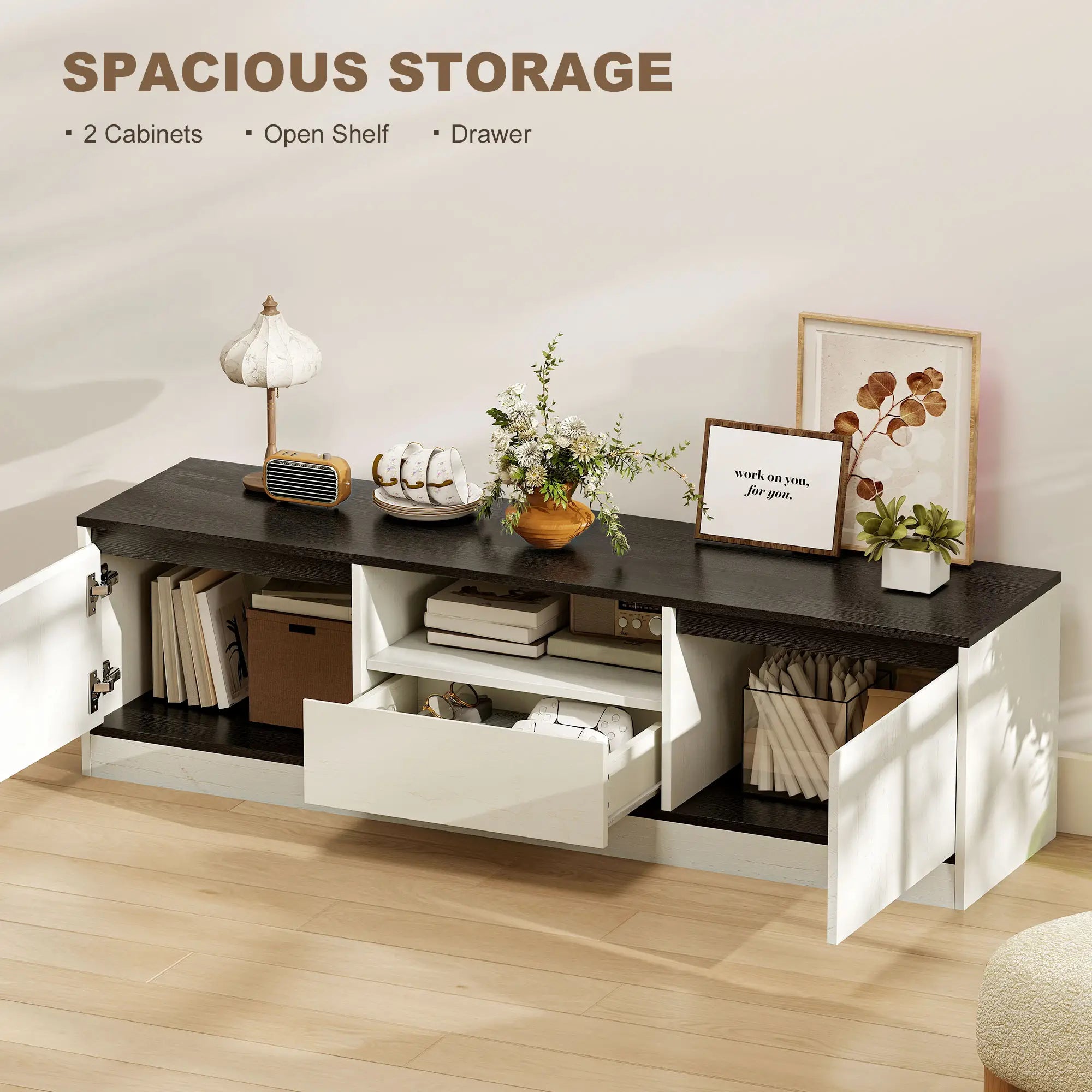 TV Stand For 55-60 Inch TV, Entertainment Center, White TV Stands at Gallery Canada