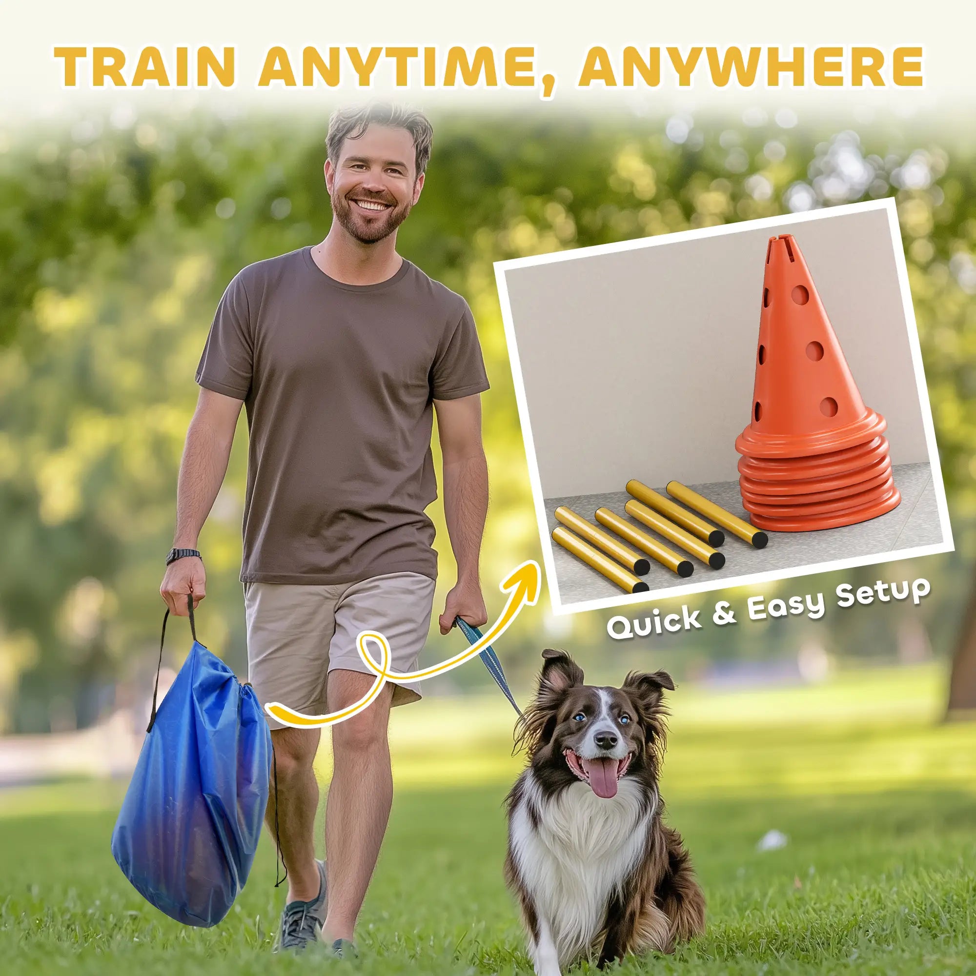 Dog Agility Hurdle Set, 6 Cones & Poles, Orange Dog Agility Training Equipment at Gallery Canada