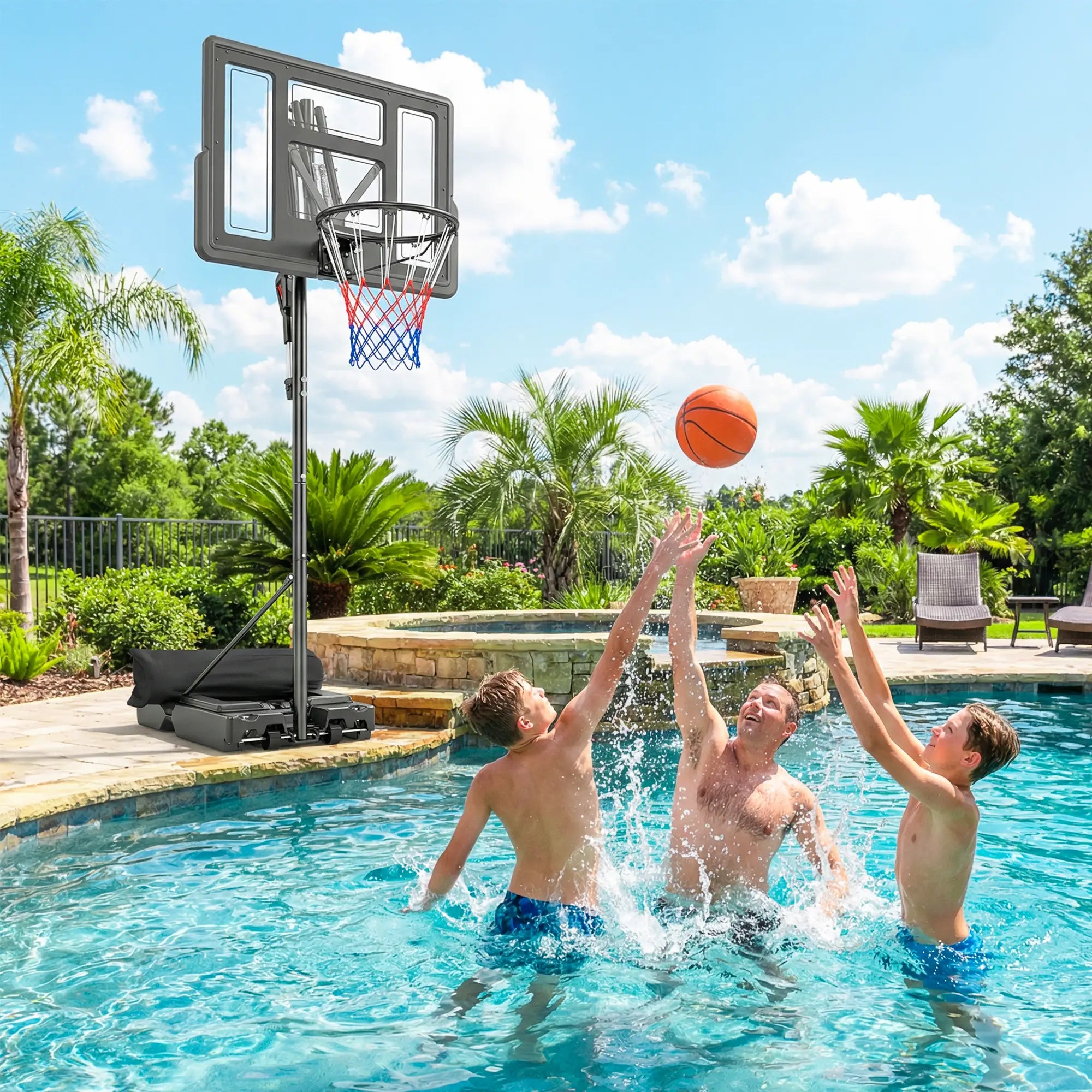 Portable Basketball Hoop, 7.7 FT to 10 FT Adjustable, 43'' Shatterproof Backboard, Fillable Base Basketball at Gallery Canada