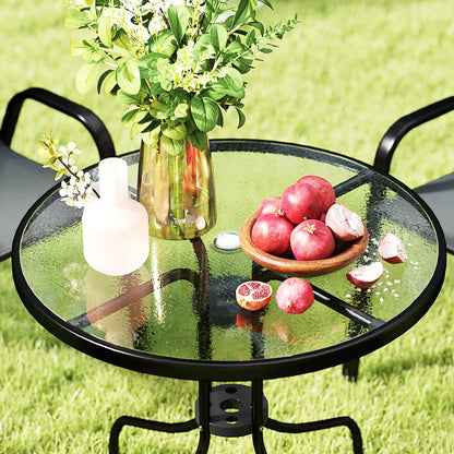 Five-Piece Steel Patio Set, Glass-Top Table, Dark Grey Outdoor Dining Sets at Gallery Canada