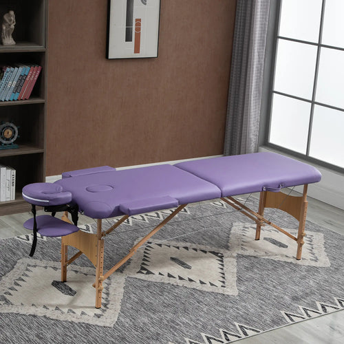 83 Inch Portable Folding Massage Table, Adjustable Salon Spa Bed, Purple