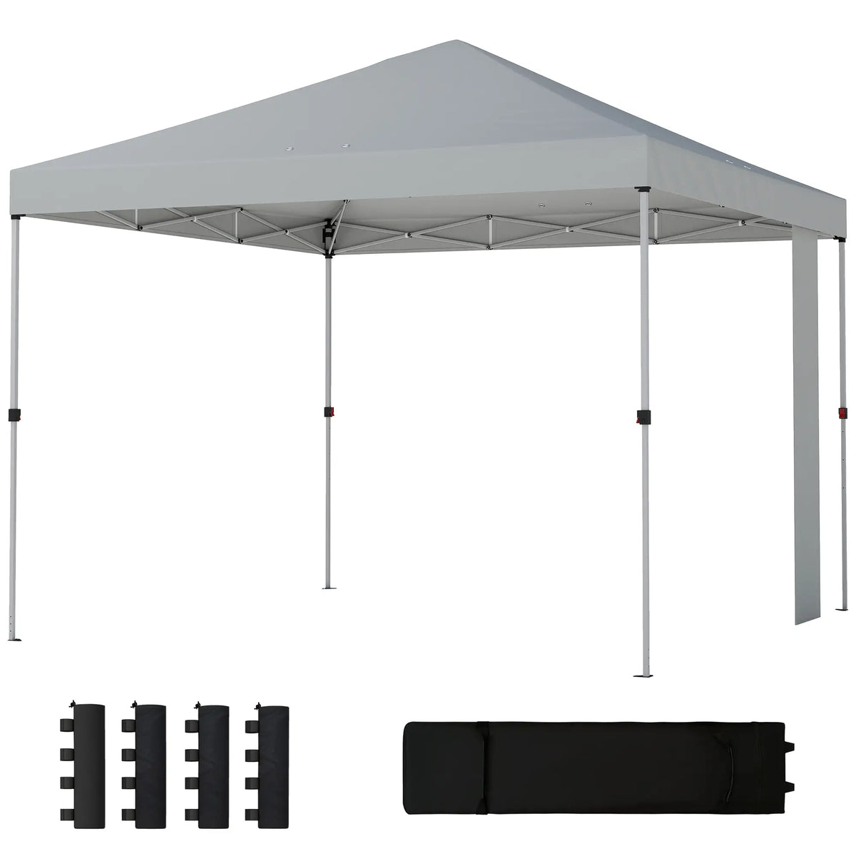 9.6 x 9.6 ft Pop Up Canopy Tent, UPF 50+, With Pockets, Sandbags, Wheeled Bag