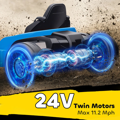 24V Electric Go Kart, Dual 150W Motors, Adjustable Seat, 11.2MPH, Blue Electric Ride-On Toys at Gallery Canada
