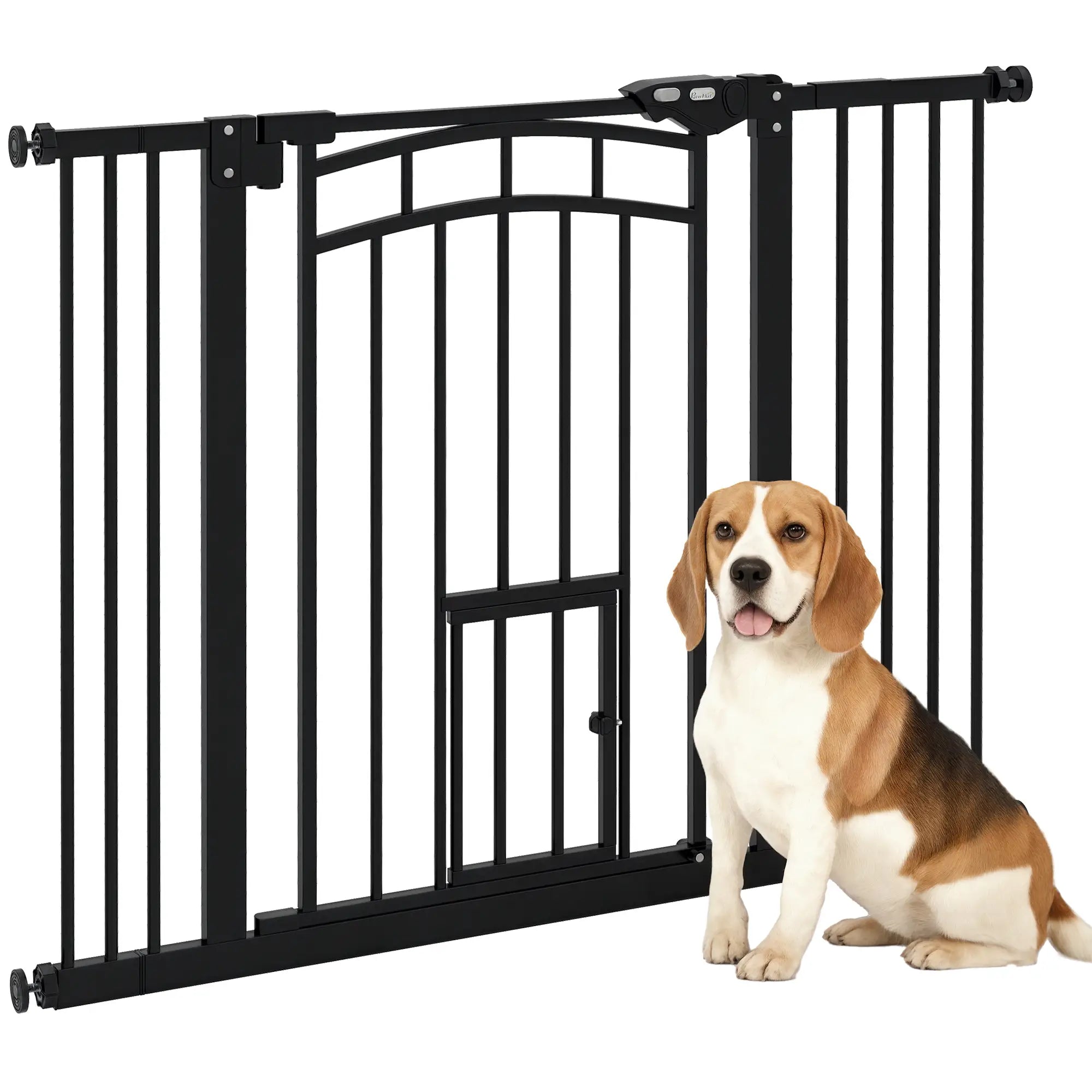 Auto-Close Pet Gate With Cat Door, Double Locking, Fits 29