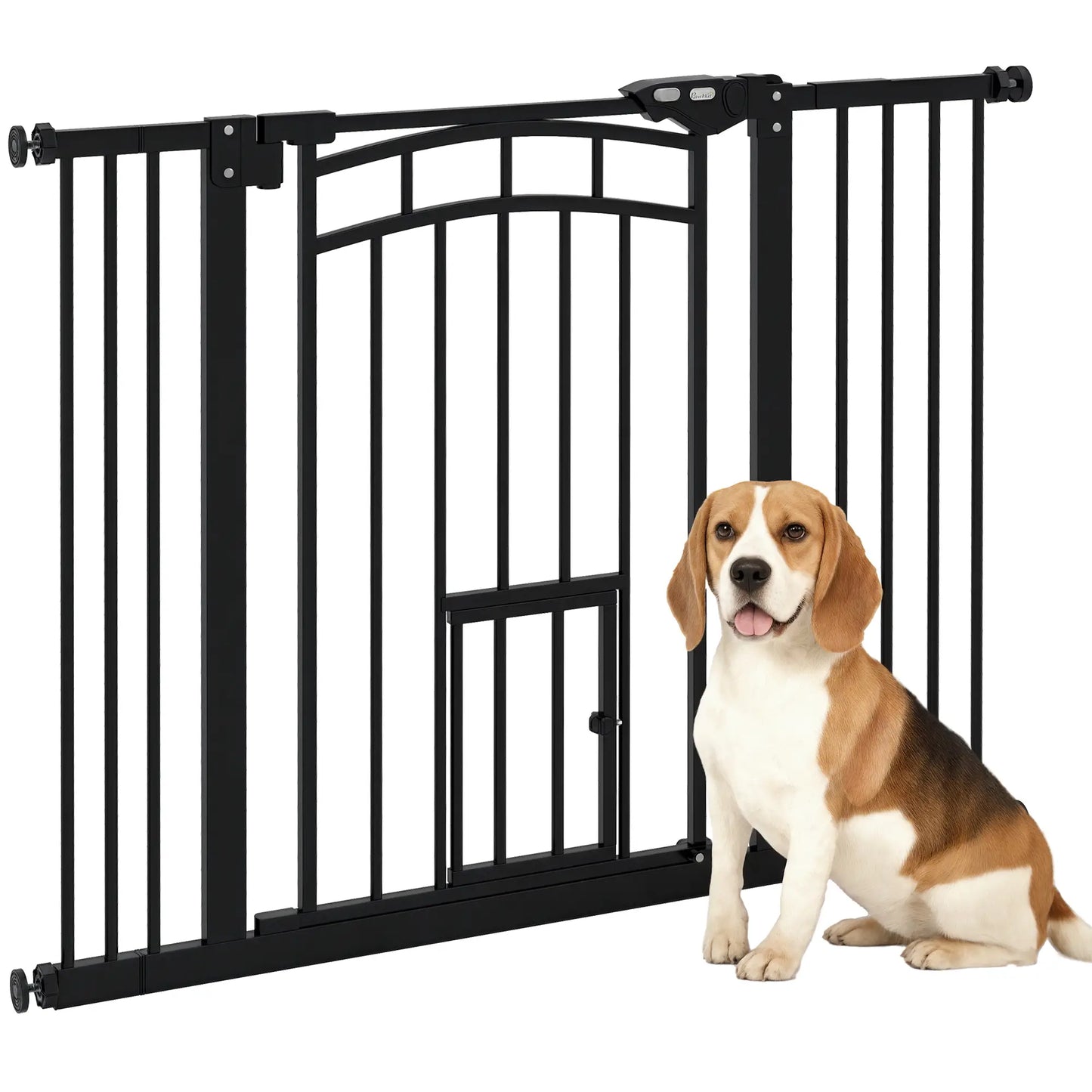 Auto-Close Pet Gate With Cat Door, Double Locking, Fits 29"-39.4" Wide, Black Houses, Kennels & Pens at Gallery Canada