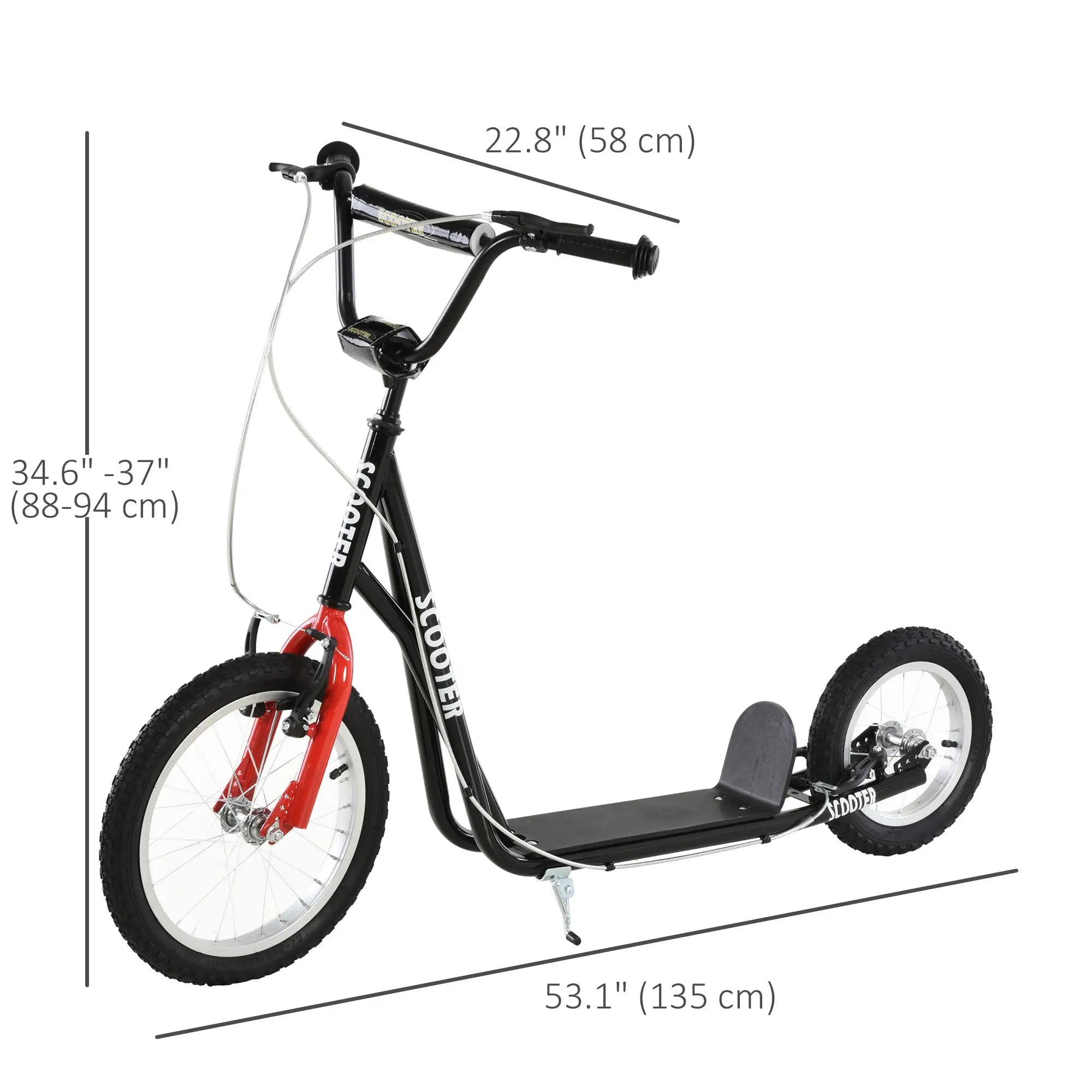 Youth Kick Scooter, Adjustable Handlebar, 16'' Inflatable Wheel, Black Scooters at Gallery Canada