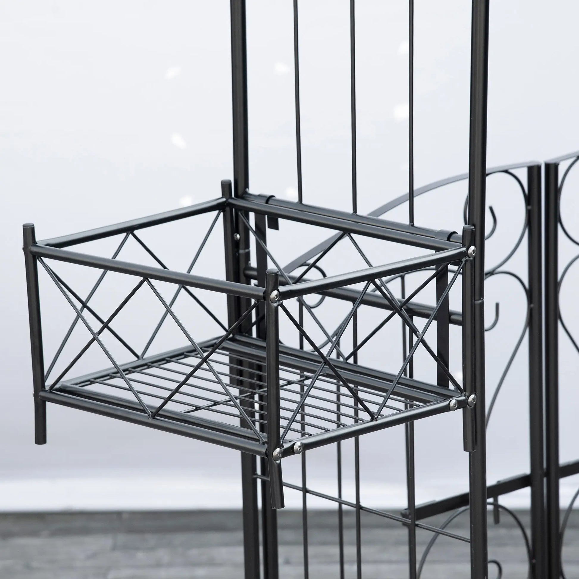 7.1FT Metal Garden Arch with Gate, 4 Planter Boxes, Black Garden Arches at Gallery Canada