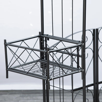 7.1FT Metal Garden Arch with Gate, 4 Planter Boxes, Black Garden Arches at Gallery Canada