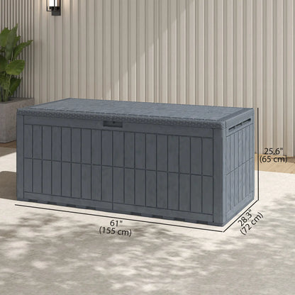 Coffre de terrasse verrouillable et imperméable de 100 gallons, rangement extérieur, tiges de gaz