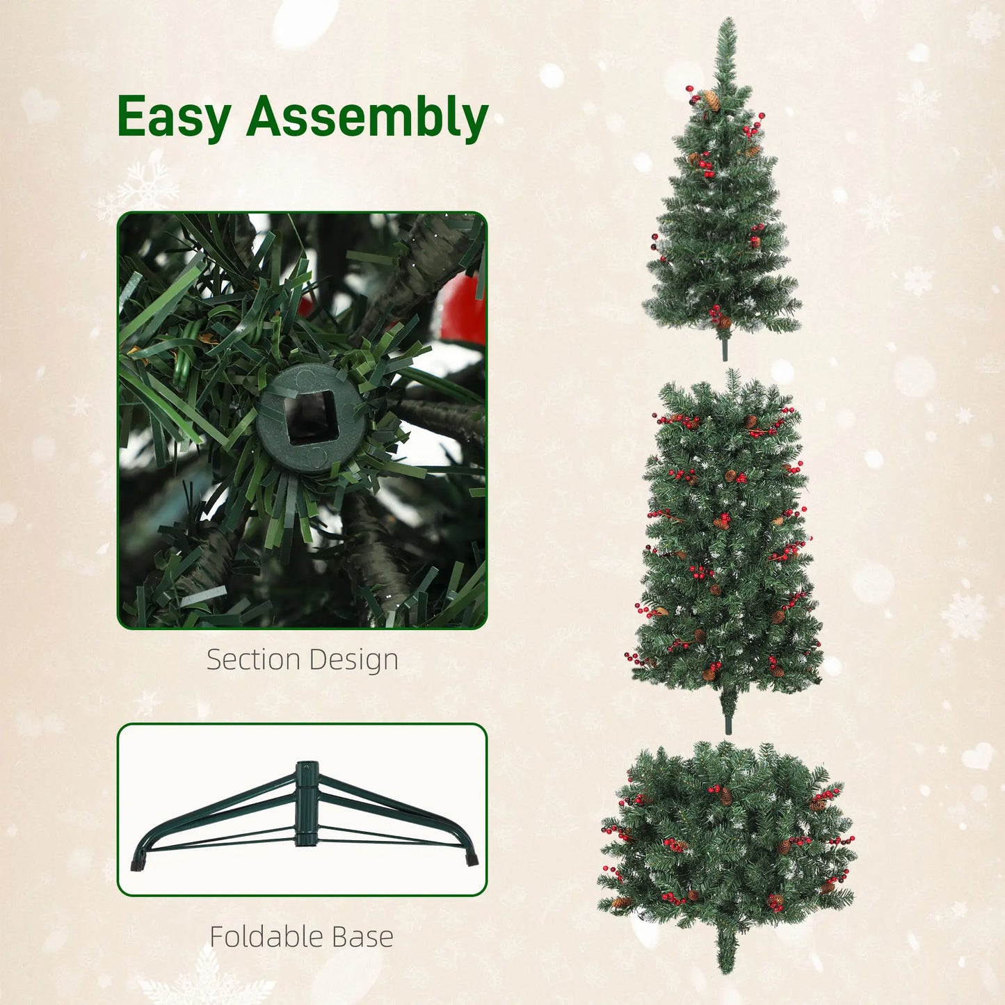 7 ft Pencil Prelit Christmas Tree, LED Light, 8 Modes, Silver Glitter Pre Lit Christmas Trees at Gallery Canada