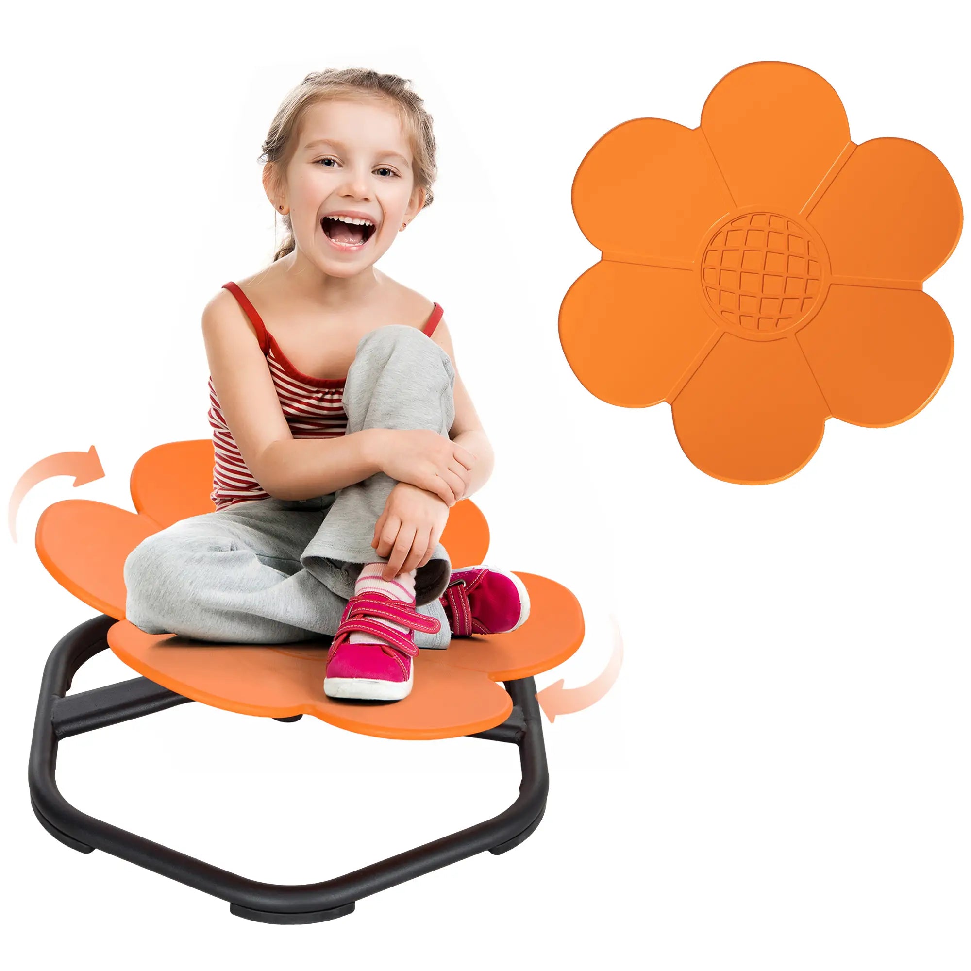 Flower-Shaped Kids Swivel Chair, Non-Slip Spinning Chair, Orange Kids Chairs & Seating at Gallery Canada