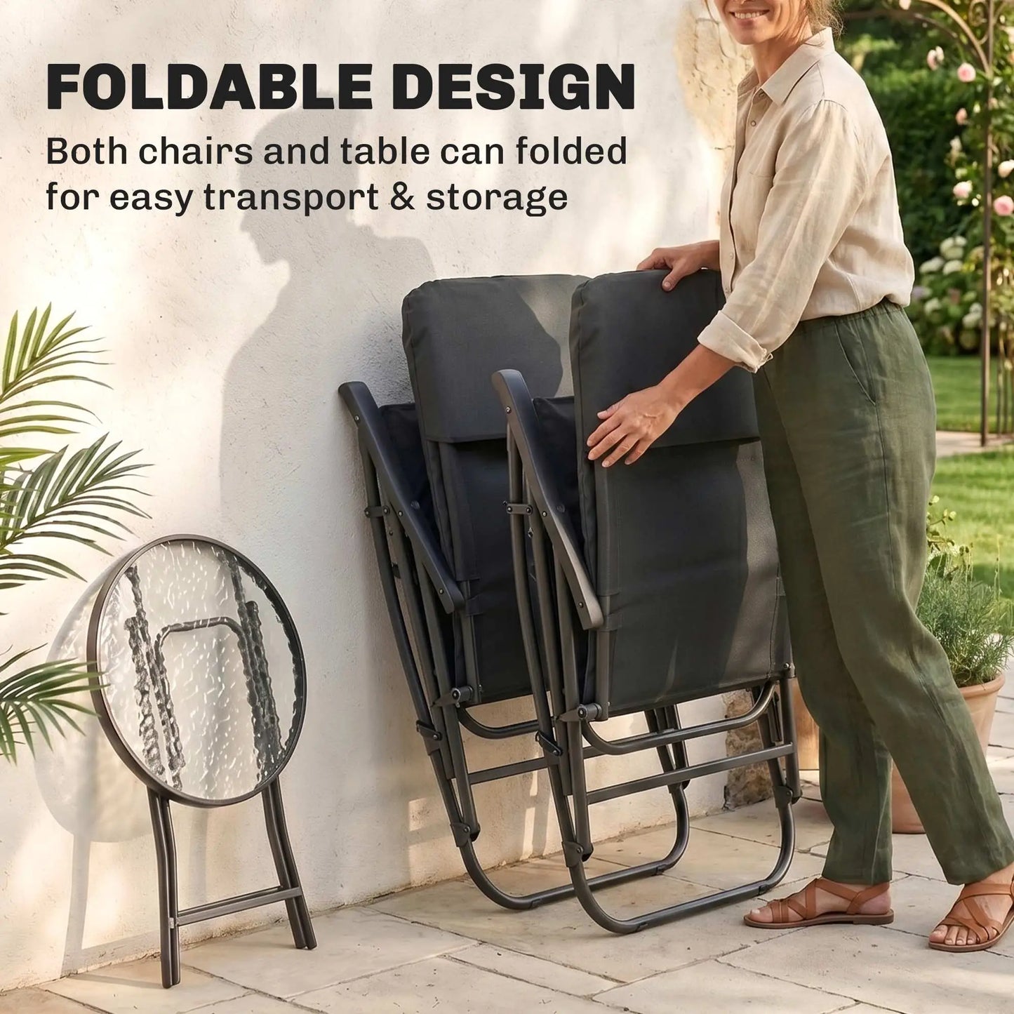 3pc Patio Rocking Chair Set, Foldable, Outdoor, Red Outdoor Rocking Chairs at Gallery Canada