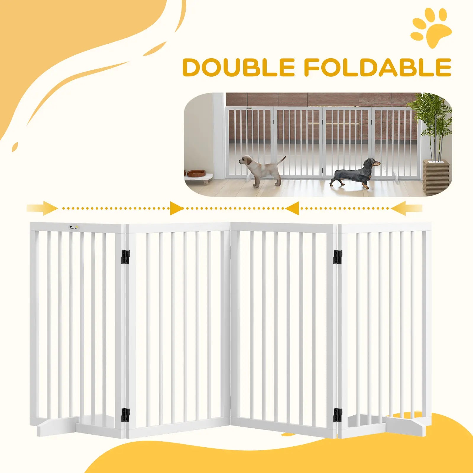 Free Standing Pet Gate, Foldable, 4 Panels, White Pet Gates at Gallery Canada