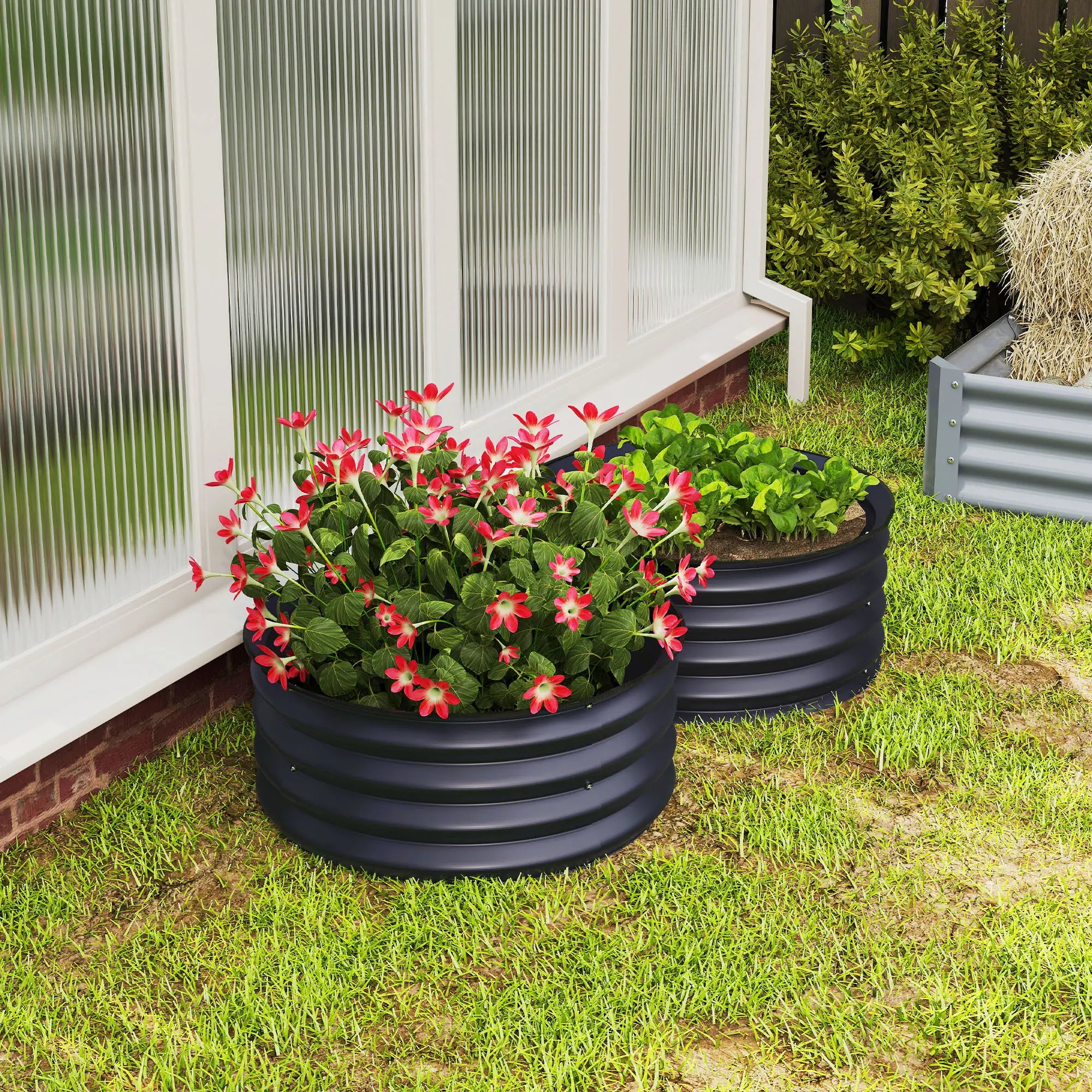 Set of 2 Raised Garden Beds, Metal Planter Box, Easy Assembly, Dark Grey Raised Garden Beds at Gallery Canada