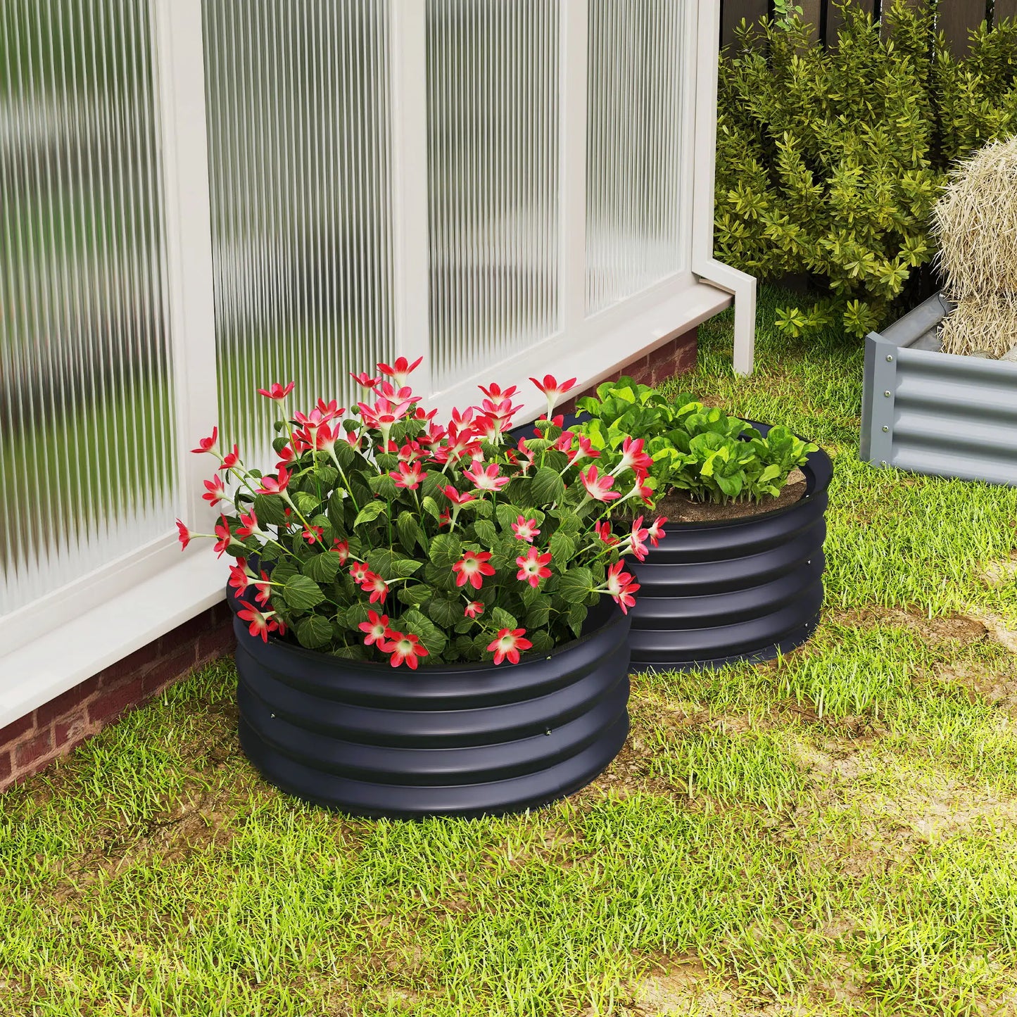 Set of 2 Raised Garden Beds, Metal Planter Box, Easy Assembly, Dark Grey Raised Garden Beds at Gallery Canada