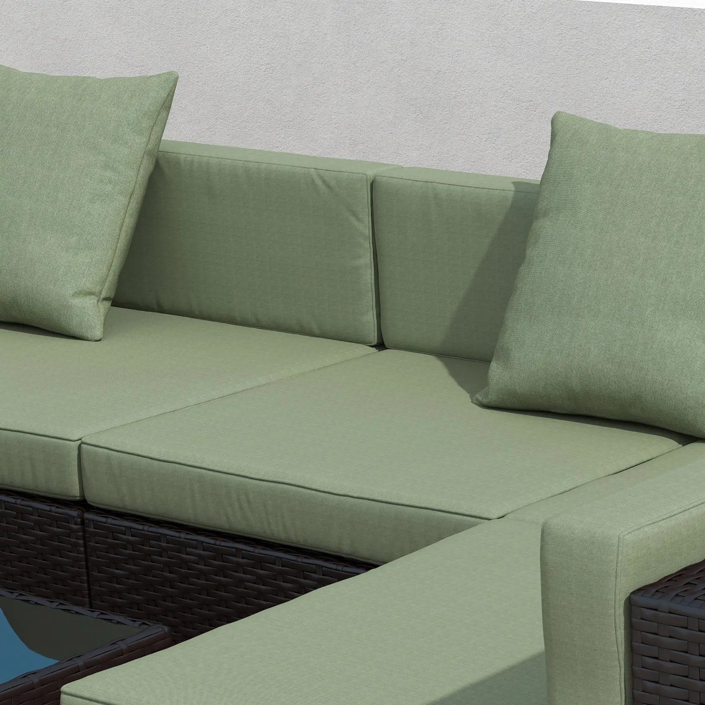 7-Piece Outdoor Rattan Furniture Set, Patio Wicker Sectional Sofa, Light Green Patio Furniture Sets at Gallery Canada