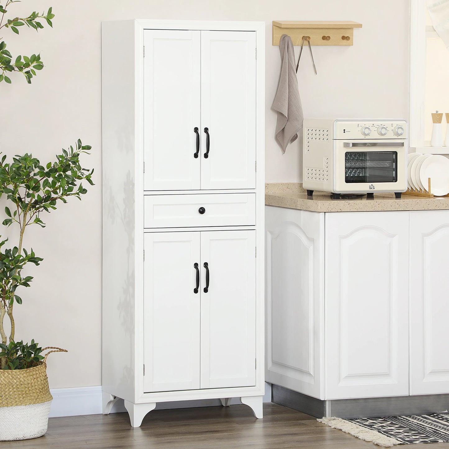 Freestanding Storage Cabinet, Kitchen Pantry with 2 Shelves, 4 Doors Kitchen Pantry Cabinets at Gallery Canada