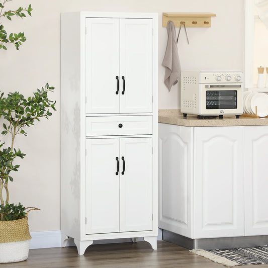 Freestanding Storage Cabinet, Kitchen Pantry with 2 Shelves, 4 Doors Kitchen Pantry Cabinets White at Gallery Canada